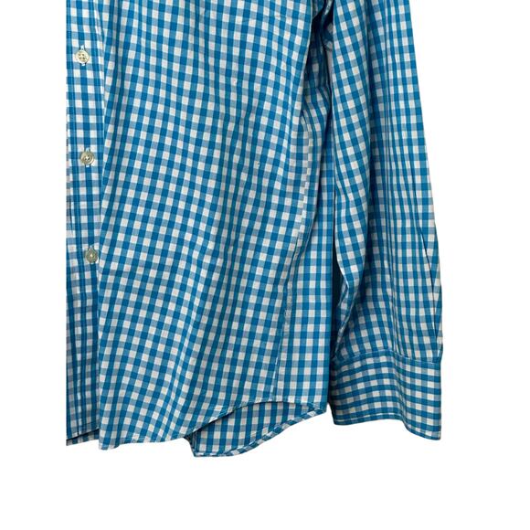J.Crew Blue & White Gingham Check Print Long Sleeve Button-Up Men's Medium - Picture 4 of 8